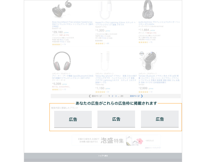 デスクトップ広告の新しい広告枠　検索結果ページの下部（desktop 3PSL）