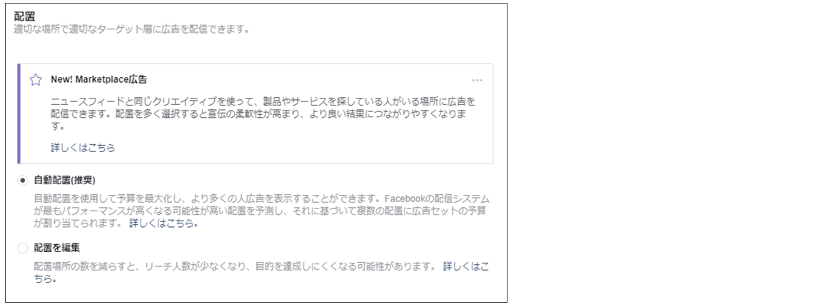 Facebook広告マネージャ_配置